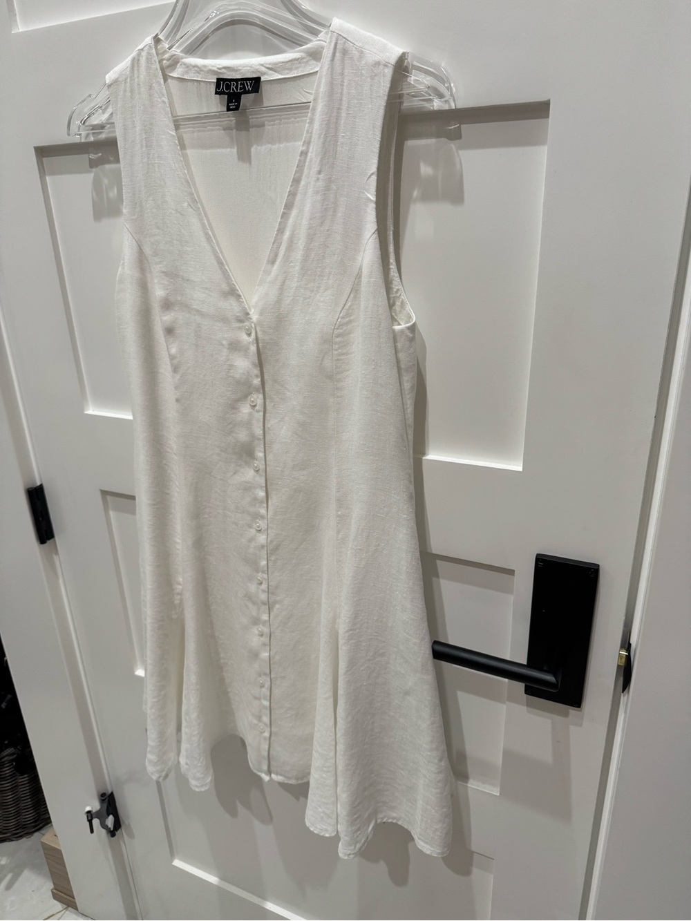 J. Crew White Sleeveless V-Neck Button-Front Dress - Picture 7 of 10
